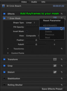 Add keyframes to all of the mask parameters.