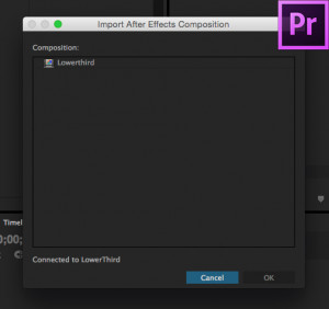 Importing the After Effect comp into Premiere Pro