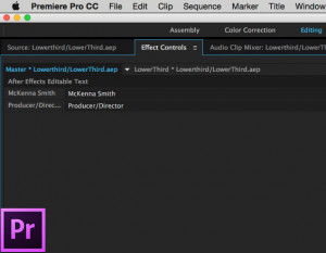 Chaning Live Text templates from the Premiere Pro Effect Control Panel