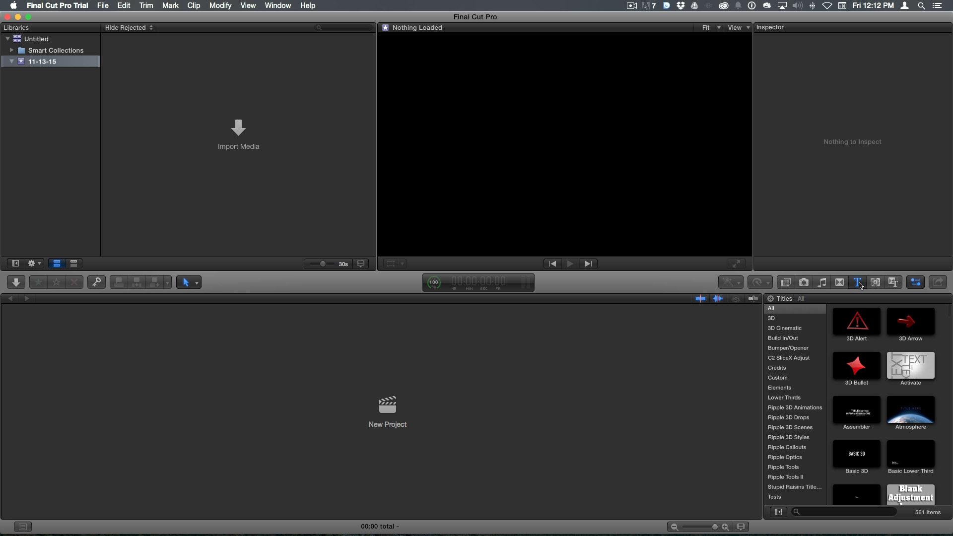 The Effects, Music, and Titles Browser of Final Cut Pro X