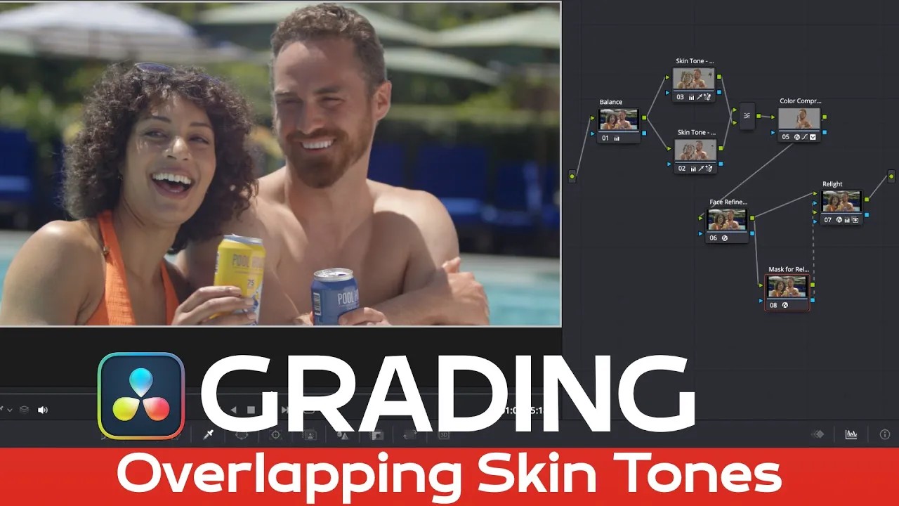Mark demonstrating skin tone color grading in DaVinci Resolve 20